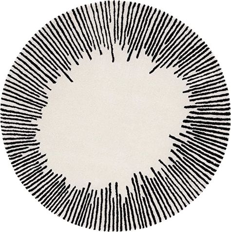 Amazon.com: Safavieh Fifth Avenue Collection 5' x 5' Round Ivory/Black FTV129A Handmade Modern Contemporary Abstract Stripe Border Wool Area Rug : Home & Kitchen Royal Park, Art Deco Rugs, Rug Ivory, Handmade Modern, Iconic Style, Abstract Rug, Hand Tufted Rugs, Contemporary Area Rugs, Featured Art