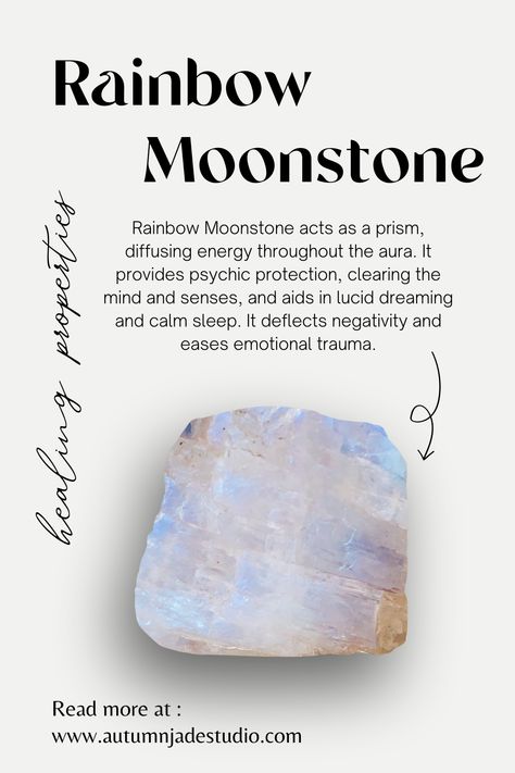 Moonstone Crystal Meaning, Rainbow Moonstone Meaning, Crystal Grimoire, Moonstone Meaning, Rainbow Meaning, Moonstone Properties, Natural Philosophy, Grey Moonstone, Psychic Protection