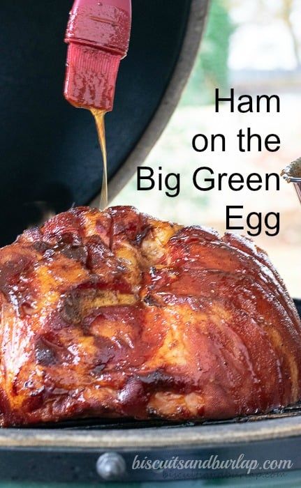 Smoked Ham on Big Green Egg produces a smoky ham with a sweet glaze. You'll find instructions & a glaze recipe. For hams not spiral-sliced. Smoked Ham On Big Green Egg, Kamado Recipes, Big Green Egg Smoker, Egg Smoker, Smoked Ham Recipe, Ham Quiche, Egg Bbq, Green Egg Bbq, Big Green Egg Grill