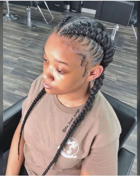 2 feed in braids, stitch braids, no knot cornrows Two Cornrow Braids, 2 Braids Hairstyles, 2 Feed In Braids, Trendy We Fryzurach, Two French Braids, Feed In Braids, Two Braid Hairstyles, Feed In Braids Hairstyles, Goddess Braids Hairstyles