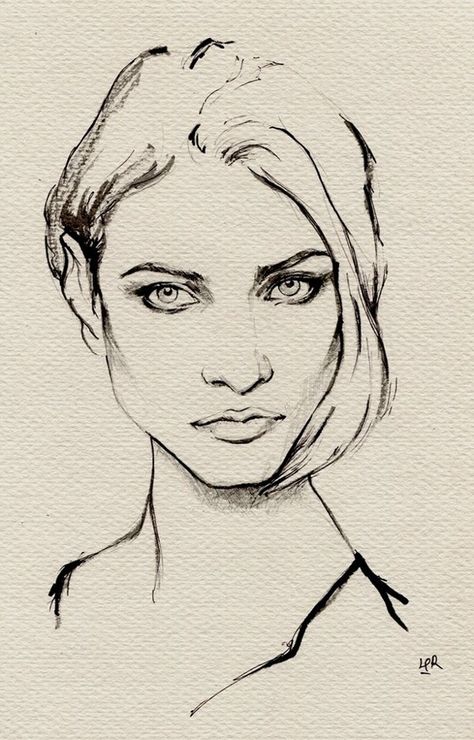 ink painting--Anna Selezneva by ler huang, via Behance                                                                                                                                                      More Ink Fashion Illustration, 얼굴 드로잉, 얼굴 그리기, Portrait Sketches, Pencil Portrait, A Pencil, Illustration Sketches, Drawing Tutorials, Ink Painting