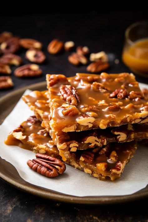 Pecan Pie Bark Pecan Pie Bark, Crunchy Pecans, Bark Recipe, Lemon Cookies, Fall Treats, Pecan Pie, Graham Crackers, Baked Dishes, Sweet Tooth