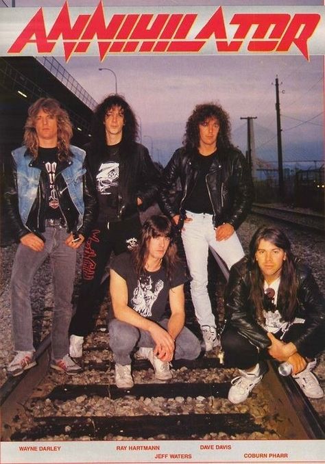 Annihilator 80s Thrash Metal Aesthetic, Thrash Metal Fashion, Thrash Metal Wallpapers, Thrash Outfit, Annihilator Band, Metalhead Fashion, 80s Hair Metal, Famous Guitarists, Logo Foto