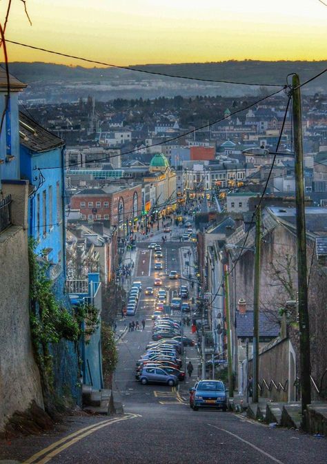 Looking down St Patrick's Hill Ireland Photography, Cork City, Cork Ireland, Expat Life, Ireland Travel, Solo Travel, Picture Photo, Travel Blog, Travel Inspiration