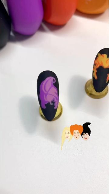 Halloween Nails Hocus Pocus, Hocus Pocus Nail Art, Hocus Pocus Nail Designs, Hailey Nails, Hocus Pocus Nails, Halloween Challenge, Painted Nail Art, Challenge Me, Nail Tutorials