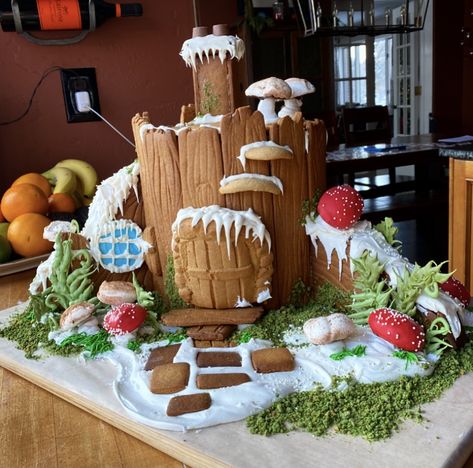 Meringue Mushrooms, Gingerbread Inspiration, Homemade Gingerbread House, Gingerbread Castle, Gingerbread House Candy, Ginger House, Gingerbread House Designs, All Things Gingerbread, Gnome Home