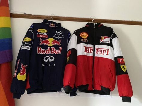 Race Car Jacket Aesthetic, Redbull Jacket Aesthetic, Redbull Jacket F1, F1 Style Outfit, Red Bull Aesthetic, Red Bull Jacket, F1 Jacket, Vintage Racing Jacket, Halloween Costumes 2022