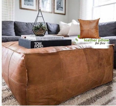 Leather ottoman decor