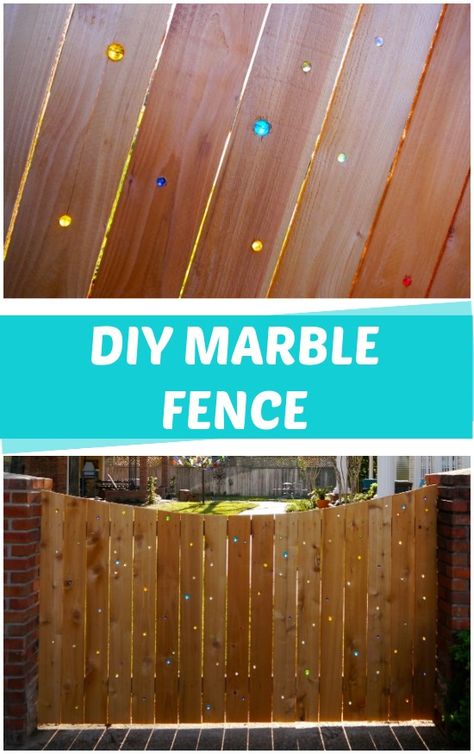 DIY Marble Fence - C.R.A.F.T. Marble Fence, Flat Marbles, Childrens Gardening, Small Fence, Fence Boards, Timber Fencing, Diy Marble, Marble Wood, Garden Art Projects