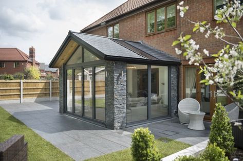 Modern Conservatory Extension, Small Conservatory, Small House Extensions, Warm Roof, Modern Conservatory, Conservatory Extension, Orangery Extension, Conservatory Design, Garden Room Extensions