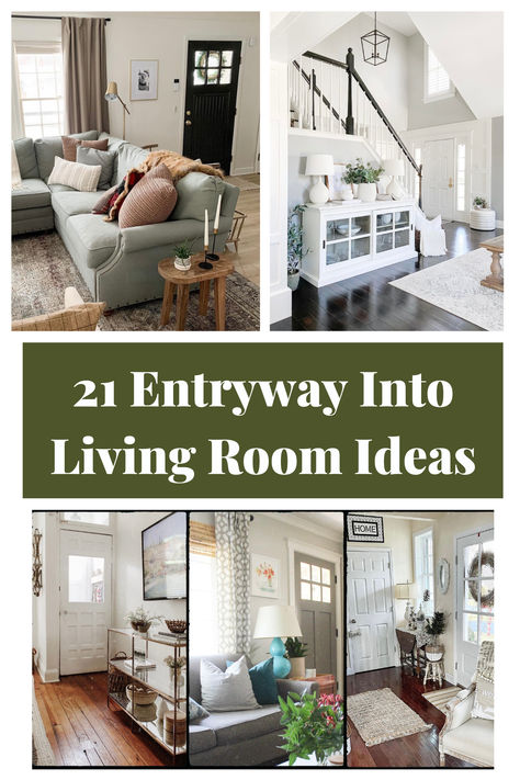 entryway into living room ideas Hallway Living Room Ideas, Living Room With Front Door Entry And Stairs, Front Room Entryway Ideas, Entry Lounge Room Ideas, Living Room Entry Way Ideas, Create Hallway In Living Room, Home Without Entryway, How To Style Open Concept Living Room, Living Room With Front Door In Middle