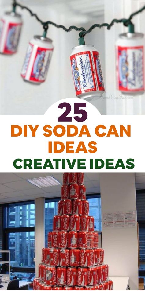 Explore the endless possibilities of repurposing soda cans with these creative DIY ideas. Repurpose empty cans into charming planters, stylish lanterns, or stunning wall art pieces. Add a touch of eco-friendliness to your home decor by upcycling and reducing waste. Discover inspiration to transform ordinary cans into extraordinary creations that will impress everyone! Let your creativity flow and make a positive impact through sustainable crafting. Beer Can Recycle Ideas, Soda Can Decorations, Can Sculpture Ideas, Drink Cans Crafts, Coke Can Art, Crafts With Soda Cans, Fly Repellant Diy, Plastic Coffee Cans, Tin Can Lights