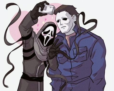 Micheal Myers Matching Pfp, Ghost Face And Michael Myers Matching Pfp, Dbd Matching Pfp, Ghost Face And Michael Myers, Ghost Face Matching Pfp, Slasher Pfp, Ghost Face Fanart, Michael Myers Drawing, Ghostface Fanart