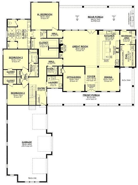 Country, Craftsman, Farmhouse, Southern House Plan 80892 with 4 Beds, 4 Baths, 3 Car Garage Level One Walk In Pantries Ideas, Southern Style House Plans, Wraparound Porch, Bed Modern, Farmhouse Style House Plans, Walkout Basement, Farmhouse House, Farmhouse Plan, Family House Plans