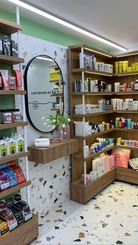 Cosmetic shop interior design Cosmetics Shop Design Ideas, Small Shop Interior Design Ideas, Skincare Store Design Shops, Cosmetic Store Design Ideas, Small Beauty Supply Store Design, Perfume Shop Design Ideas, Boutique Shop Interior Design, Cosmetic Interior Design, Skincare Store Interior