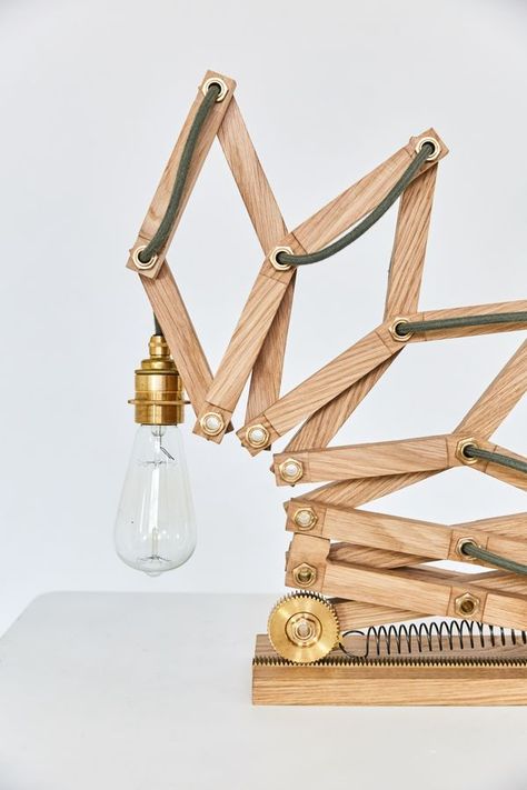 Jacob's Ladder Lamps Image 1 Kinetic Lamp, Crane Lamp, Wooden Chandelier, Jacob's Ladder, Crane Bird, Work Chair, Moving Furniture, Barn Ideas, Wooden Lamp