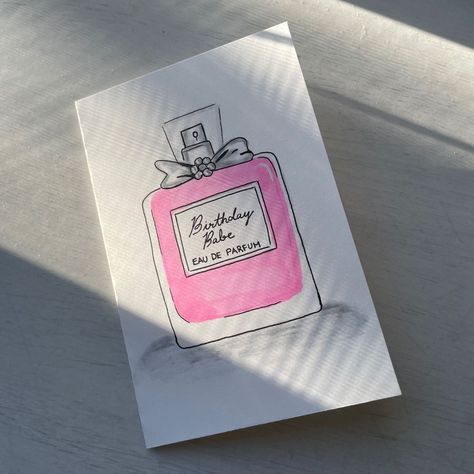 Diy Pink Birthday Cards, Perfume Card Ideas, Pink Birthday Cards Diy, Birthday Card Design Aesthetic, Birthday Cards Sweet 16, Birthday Card Ideas Preppy, Coquette Birthday Card Ideas, Aesthetic Birthday Cards Handmade Easy, Birthday Cards Ideas Aesthetic