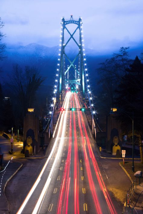 Fyfe Photography Lions Gate Bridge, City Shoot, Lions Gate, San Francisco Golden Gate Bridge, Vancouver British Columbia, Suspension Bridge, Night Scene, Long Exposure, Aerial Photography