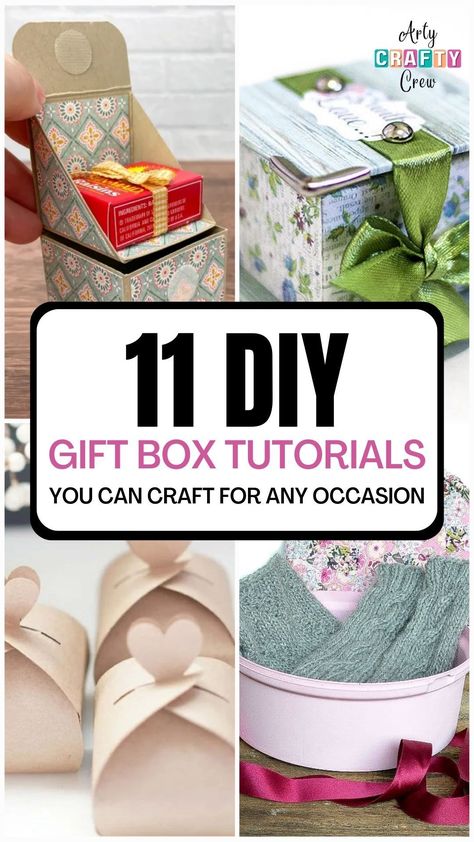 Save money with these 11 DIY gift box tutorials you can craft for any occasion! From birthdays to holidays, these gift box ideas offer endless possibilities for crafting thoughtful and practical packaging. DIY crafts curated by Arty Crafty Crew. Surprise Box Gift Ideas, Diy Jewelry Gift Box Ideas, Decorating Boxes Ideas Gift, Creative Gift Box Ideas, Handmade Gift Boxes Ideas, Diy Box Gift, Diy Jewelry Gift Box, Diy Favor Boxes, Homemade Gift Boxes