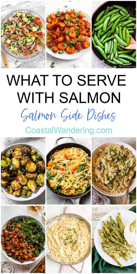 Salmon Recipes Sides Dishes, What To Eat Salmon With, Veggie Sides For Salmon, Salmon Dinner Menu Ideas, What To Serve Salmon With, Healthy Dinner Salmon Recipes, Salmon Recipes Veggies, Best Salmon Dinner Recipes, Baked Salmon Dinner Ideas