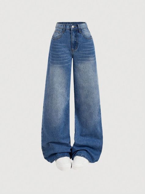 Straight Baggy Jeans Outfit, Bagg Jeans, Cool Baggy Jeans, Halloween Jeans, Bagy Pants, Cute Baggy Jeans, Blue Baggy Pants, Women Wide Leg Jeans, Baggy Jeans Women