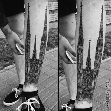 Köln - Cologne ?? Architecture Tattoo Ideas, Cathedral Tattoo, Architecture Cathedral, Tattoo Zone, Tattoo Dotwork, Architecture Tattoo, Leg Tattoo, Love Your Skin, Gothic Architecture