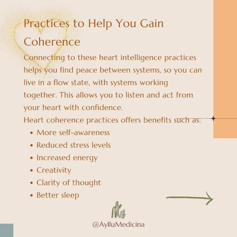 Emotions Impact your Heart's Rhythm Connecting to these heart Intelligence practices can help you live in a more peaceful, flowing state. They are PRACTICES, meaning they must be done regularly over time to see the benefits, the @heartmathinstitute recommends doing the practices for at least 6 weeks to start. Comment below HEART for a link to the Heartmath website and info on our next workshop + retreat this June 15th in which we learn together and practice heart coherence techniques. You ... Heart Intelligence, Heart Coherence, Heart Brain, Heart Rhythms, Flow State, Self Awareness, How To Increase Energy, Finding Peace, Better Sleep