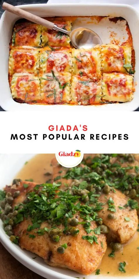 Giada's Most Popular Recipes - Giadzy Italian Meat Dishes, Signature Recipes, Italian Main Dishes, Giada De Laurentiis Recipes, Giada Recipes, Italian Dinner Recipes, Traditional Italian Dishes, Italian Meats, Italian Pasta Recipes