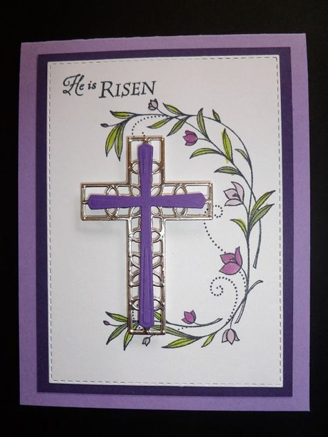 Stampin Up Hold On To Hope Easter Cards, Hold On To Hope Stampin Up Cards, Easter Greeting Cards Handmade, Cross Cards, Stampin Up Easter Cards, Christmas Flower Decorations, Stampin Up Easter, Easter Greetings Messages, Layered Crosses