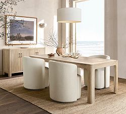 Aptos Extending Dining Table (70"-90") Dinner Table With Bench And Chairs, Dining Table Classic Modern, Dining Table In White Kitchen, Modern Dinning Room Table, Bleached Dining Table, Coastal Modern Home Decor, White Oak Dining Room Table, White Oak Kitchen Table, Dinning Tabletop Decor Modern