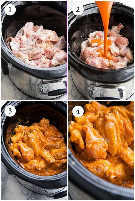 These chicken wings are so tender, perfectly spicy, crispy, and delicious. Plus, they're made in the Crockpot or slow cooker, making them super easy. Perfect as an appetizer or main course, especially during tailgating season, holidays, or parties! #chickenwings #appetizer #tailgating #crockpot #slowcooker Buffalo Chicken Wings Crockpot Franks Red Hot Crock Pot, 3 Ingredient Slow Cooker Chicken Wings, Tailgate Chicken Wings, Hot Wings Crockpot Recipe, Crockpot Buffalo Chicken Wings, Crockpot Party Wings, Frozen Chicken Wings Crockpot Slow Cooker, Slow Cooker Hot Wings, Crock Pot Buffalo Wings