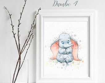 Dumbo Poster, Dumbo Nursery, Disney Wall Art, Newborn Nursery, Disney Wall, Watercolor Printable, Custom Art Print, Baby Wall Art, Girl Decor