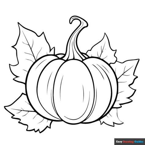 Free Pumpkin with Large Leaves Coloring Page for Kids Pumpkin Leaves Drawing, Crow Coloring Page, Pumpkin Coloring Pages Free Printable, Pumpkin Stencils Free Templates, Fall Drawing Ideas, Pumpkin Coloring Sheet, Thanksgiving Coloring Sheets, Leaf Coloring Page, Halloween Symbols