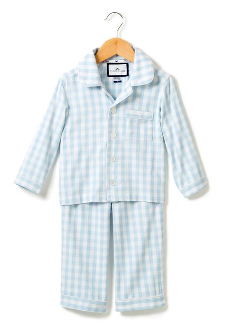 Where to Buy the Outfit Prince George Wore to Meet President Obama (www.petite-plume.com) Light Blue Gingham, Classic Pajamas, Blue Gingham, Gingham Check, Cotton Pyjamas, Kids Pajamas, Baby Sets, Big Kids, Boy Outfits