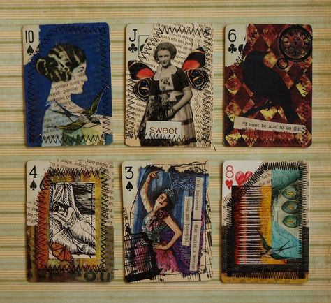 Altered Playing Cards Ideas, Playing Cards Ideas, Altered Playing Cards, Playing Card Crafts, Trading Card Ideas, Altered Cards, Playing Cards Art, Art Trading Cards, Pocket Letter