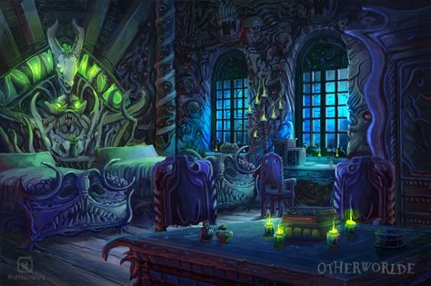 ArtStation - Abyss dorm room, Edvard Toth Dorm Room Concept Art, Fantasy Dorm Room, Room Concept Art, Dorm Room Art, Dormitory Room, Fantasy Rooms, Image Painting, Fantasy Art Landscapes, Background Illustration