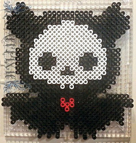 Skelanimals Diego The Bat by PerlerPixie on DeviantArt Hamma Beads Ideas, Perler Creations, Melty Bead Patterns, Pearl Beads Pattern, Perler Bead Templates, Diy Perler Bead Crafts, Perler Crafts, Halloween Beads, Hama Beads Patterns