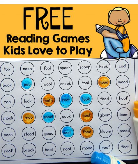 These free games are a great oo words activity! My preschooler loves to see who gets four in a row first. Oo Activities First Grade, Oo Vowel Team Activities, Oo Words Activities, Oo Phonics Activities, Oo Sound Activities, Phonogram Games, Oo Phonics, Oo Words, Vowel Pairs