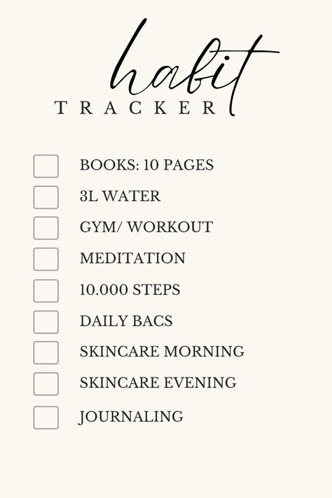 Weekly Habits Ideas, Habit Ideas Daily, Daily Habits Aesthetic, Daily Habits To Track, Daily Habits To Improve Your Life, Habit Tracking Ideas, Habits To Track, Habit Tracker Ideas, Habit Books