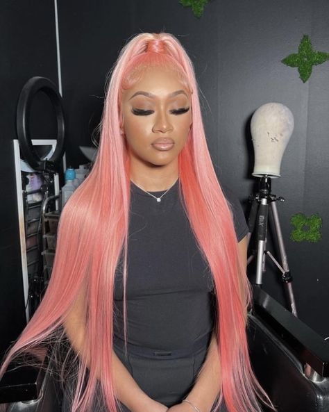 Frontal Hairstyles, Pink Wig, Straight Lace Front Wigs, Color Your Hair, Hair Color Blue, Front Lace Wigs Human Hair, Straight Wig, Lace Frontal Wig, Frontal Wigs