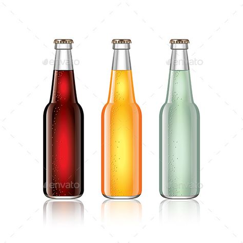 Glass soda bottles isolated on white photo-realistic vector illustration Zip file includes: - eps10, editable vector- high-resolu Soda Cartoon, Cream Soda Illustration, Glass Soda Bottles, Glass Bottle Soda, Vintage Soda Bottles, Magnesium Benefits, Soda Bottles, Graphics Fairy, Hot Sauce Bottles