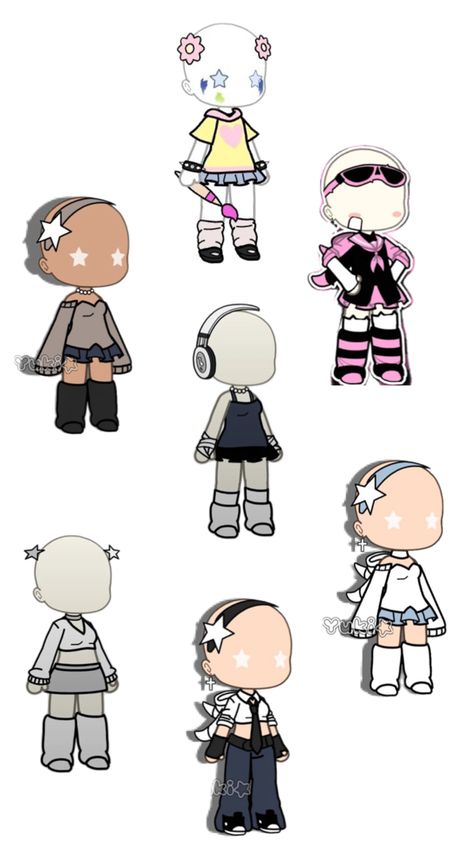 If you play gacha these are great putfits and all different styles too!! Gacha Life Sleep Outfits, Gacha Base Poses Cute, Free T Shirt Design, Angel Drawing, Characters Inspiration Drawing, Club Outfit Ideas, Dessin Adorable, Cute Little Drawings, Club Design