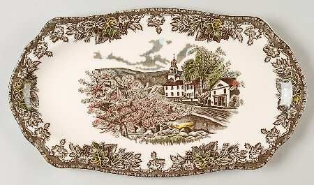 Johnson Brothers Friendly Village,The ("Made in England" Backstamp) 12" Sandwich Tray Friendly Village Dishes, Johnson Bros Friendly Village, Johnson Brothers Friendly Village, Johnson Brothers China, Sandwich Tray, Sandwich Trays, Collectible China, Brown Transferware, Tray Ideas