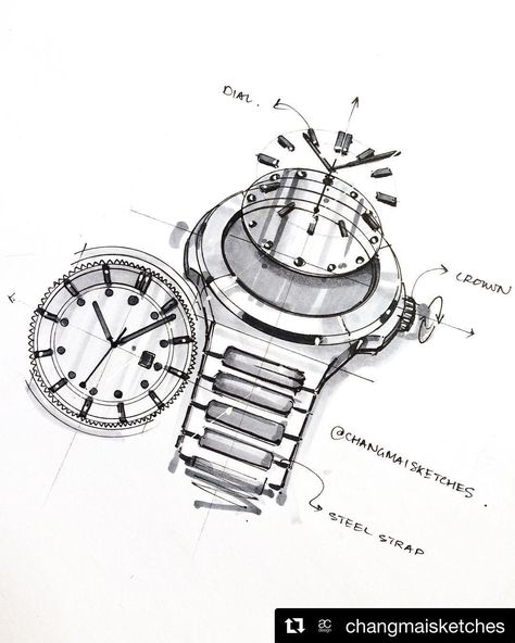 Product Design / Sketchs ® on Instagram: “#Repost @changmaisketches with @get_repost ・・・ Exploded view sketch SS . . . #id #idsketching #idstudent #idsketch #sketch #sketching…” Exploded View Sketch, View Sketch, Watch Sketch, Exploded View, 100 Books To Read, Calligraphy Practice, Industrial Design Sketch, 100 Book, Compass Tattoo