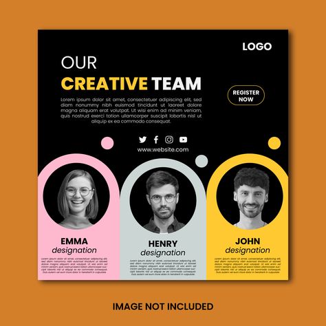 Download this Premium Vector File about Creative team social media post template, and discover more than 74 Million Professional Graphic Resources on Freepik. #freepick #creaticeteam #creativeteamsocialmediapost #teamsocialmediapost #team #marketingagencypost Identity Card Design, Social Media Post Template, Social Media Poster, Graphic Design Layouts, Social Media Design Graphics, Design Graphics, Creative Team, Design Layout, Post Templates