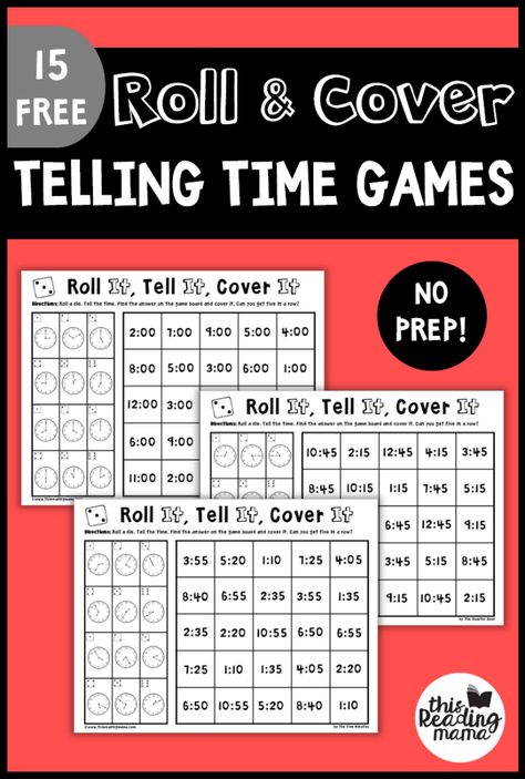 Time Games For Kids, Telling Time Games, Roll And Cover, Maths Resources, Math Games For Kids, Math Intervention, Fun Math Games, Time Games, Math Time