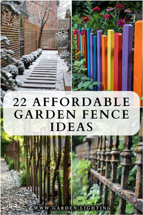 a collage of different garden fence ideas with text overlay Garden Fence Ideas Diy Cheap, Garden Fence Ideas Diy, Fence Ideas Diy, Fence Ideas Garden, Diy Fence Ideas Cheap, Plastic Garden Fencing, Cheap Garden Fencing, Small Garden Fence, Deer Garden