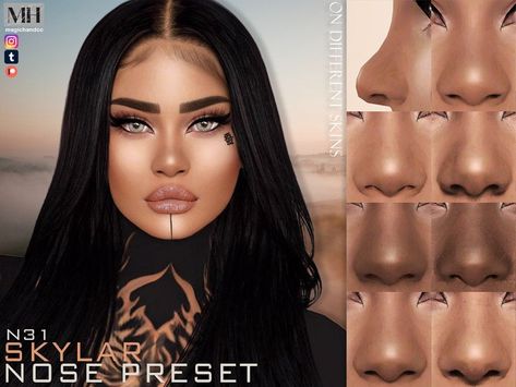 Sims 4 Cc Nose, Sims Skins, Bulbous Nose, Sims 4 Piercings, Sims 4 Cc Eyes, The Sims 4 Skin, Makeup Cc, Sims Packs, Free Sims 4