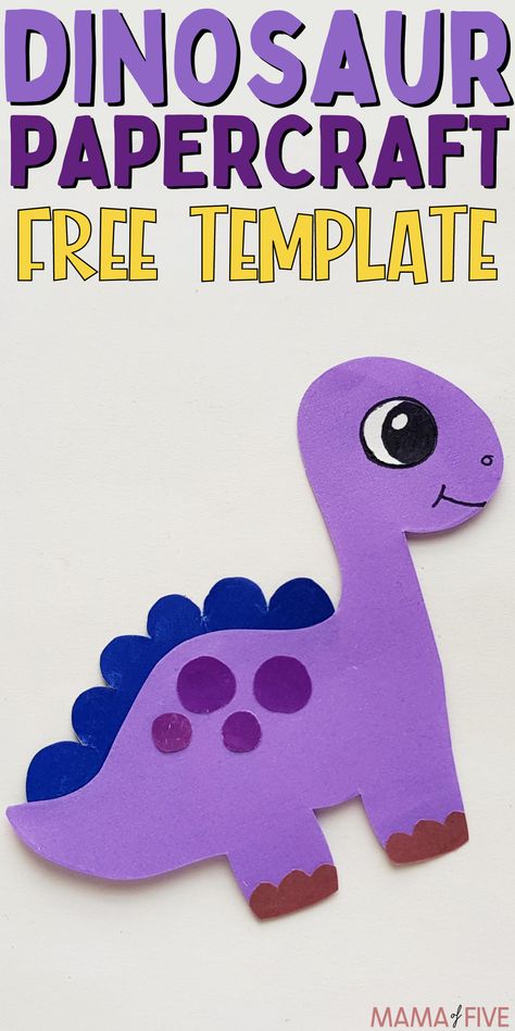 Cute dinosaur craft idea. Easy paper craft for kids. The cutest dinosaur craft! Crafts With Foam Paper, Simple Dinosaur Crafts For Preschoolers, Cute Dinosaur Crafts, D Dinosaur Craft, Dino Crafts Preschool, Build A Dinosaur Printable, Quick And Easy Art Projects For Kids, Dinosaur Projects For Preschool, Toddler Dinosaur Crafts