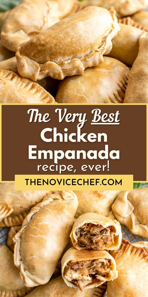 These Homemade Chicken Enchiladas are filled with tender and juicy shredded chicken, soft potatoes and a ton of flavor from the cumin, garlic and chili powder. Wrapped in flaky homemade empanada dough, you won't be able to eat just one! Chicken Empanadas Recipe, Homemade Empanada Dough, Chicken Empanada Recipe, Homemade Chicken Enchiladas, Juicy Shredded Chicken, Soft Potatoes, Chicken Empanada, Easy Empanadas Recipe, Empanada Dough